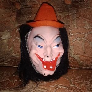 Vintage Halloween Witch Doll Head For Crafting Or Decor